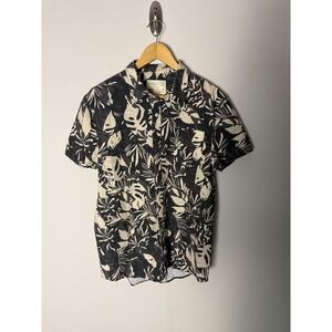 Matt Rider Laguna Beach Shirt Mens M Gray Floral Hawaiian Short Sleeve Button